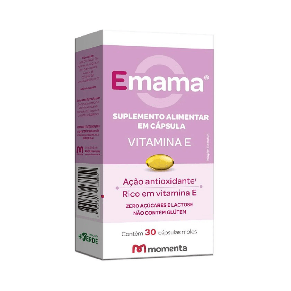 Suplemento Alimentar Emama Vitamina E com 30 Cápsulas Moles